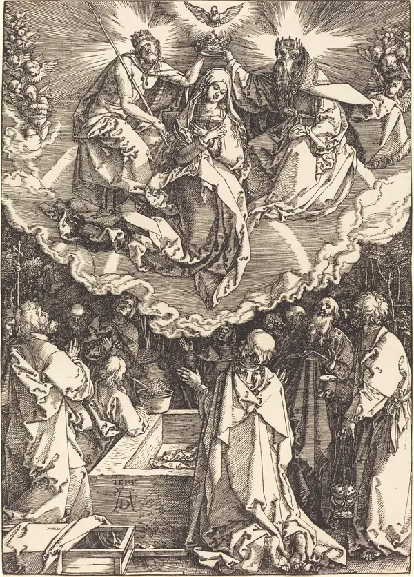 L'Assomption et le Couronnement de la Vierge par Albrecht Dürer, gravure sur bois