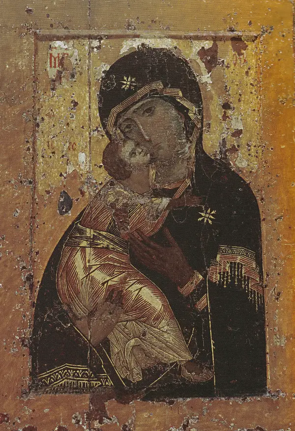 Icône de la Vierge de Vladimir, tempera sur bois, Galerie Tretiakov, Moscou